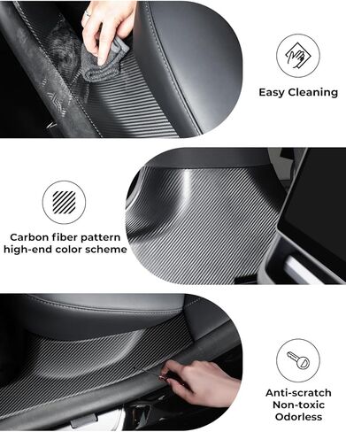 BMZX for Tesla Model 3 Highland Door Sill Protector Carbon Fiber Front and Rear Door Entry Edge Guard Decoration Scuff Plate for Tesla Model 3 Highland Accessories 2024 - Pack of 8 in Kuwait