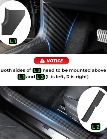 BMZX for Tesla Model 3 Highland Door Sill Protector Carbon Fiber Front and Rear Door Entry Edge Guard Decoration Scuff Plate for Tesla Model 3 Highland Accessories 2024 - Pack of 8 in Kuwait