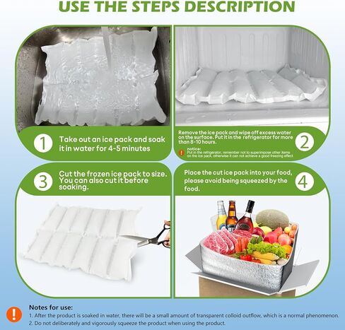 Dry Ice Pack for Shipping & Coolers Frozen Food,Reusable Cold Compress Bag,Flexible ice Pack Sheets,Versatile Cold Blanket,Leakproof Long Lasting Dry Ice Pack (48Packs - 4 Large) in Kuwait