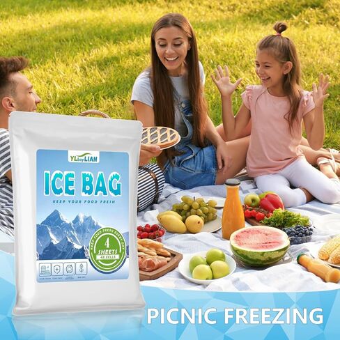 Dry Ice Pack for Shipping & Coolers Frozen Food,Reusable Cold Compress Bag,Flexible ice Pack Sheets,Versatile Cold Blanket,Leakproof Long Lasting Dry Ice Pack (48Packs - 4 Large) in Kuwait
