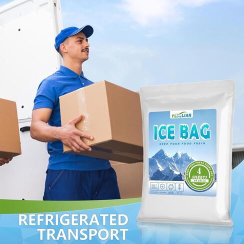 Dry Ice Pack for Shipping & Coolers Frozen Food,Reusable Cold Compress Bag,Flexible ice Pack Sheets,Versatile Cold Blanket,Leakproof Long Lasting Dry Ice Pack (48Packs - 4 Large) in Kuwait
