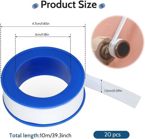 20 Rolls Pipe Thread Seal Tape PTFE Tape Plumbing Waterproof Water Pipe Sealing Duct Tape Industrial Thread Sealant Tape for Plumbers, Air Head, Thread Pipe 1/2 Inch(W) x 394 Inch in Saudi Arabia