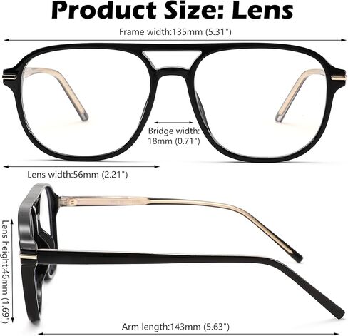 نظارات Pro Acme لحجب الضوء الأزرق - نظارات مربعة كبيرة الحجم بإطار 70s للنساء والرجال ونظارات الكمبيوتر in Kuwait