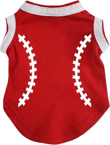 Petitebella Baseball Print Puppy Dog Shirt (White/Red, X-Small) in Saudi Arabia