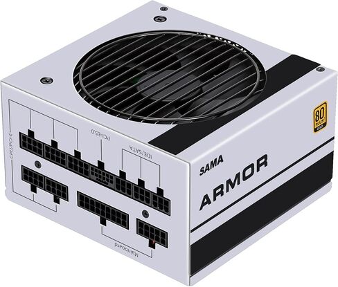 SAMA 750W مصدر طاقة أسود 80 Plus ذهبي كامل الجهد كامل وحدات FDB مروحة صامتة وضع ECO 12V PSU ATX مزود طاقة لجميع بطاقات الرسومات، أسود، ضمان 10 سنوات in Kuwait