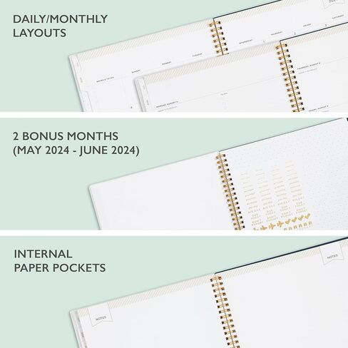 Blue Sky Day Designer for 2024-2025 Academic Year Daily and Monthly Planner, 8' x 10', Frosted Cover, Wirebound, Black Stripe (137885-A25) in Saudi Arabia