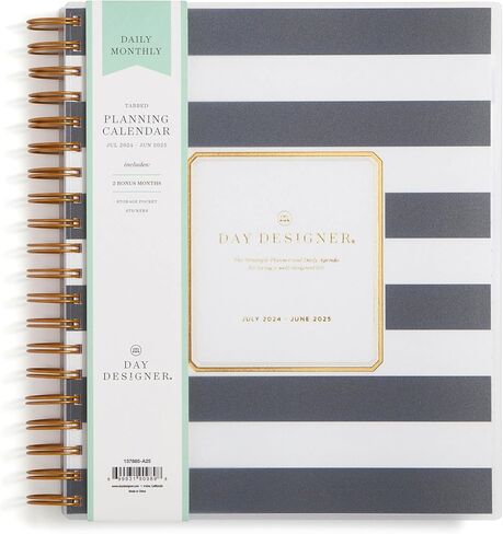 Blue Sky Day Designer for 2024-2025 Academic Year Daily and Monthly Planner, 8' x 10', Frosted Cover, Wirebound, Black Stripe (137885-A25) in Saudi Arabia