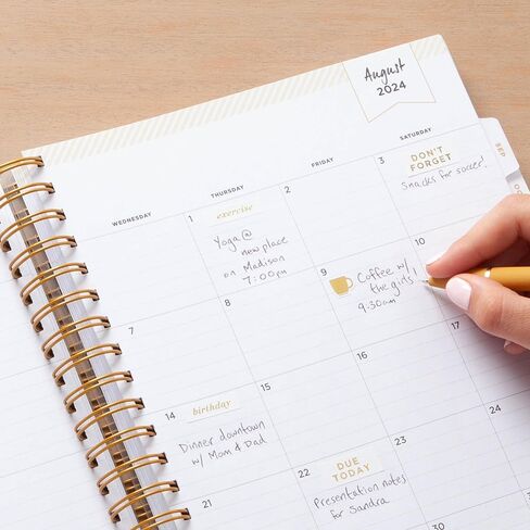 Blue Sky Day Designer for 2024-2025 Academic Year Daily and Monthly Planner, 8' x 10', Frosted Cover, Wirebound, Black Stripe (137885-A25) in Saudi Arabia