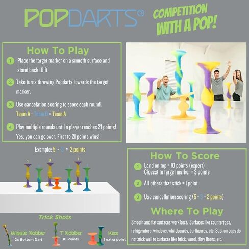 مجموعة ألعاب Popdarts PRO Pack (Rizzle) - لعبة رمي أكواب الشفط في الأماكن المغلقة أو الهواء الطلق - منافسة مع POP in Kuwait