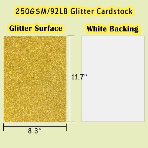 SALEMAR 250 GSM Glitter Cardstock Glitter Paper, 10 Color Sparkling Craft Paper for School, Scrapbook and Craft Projects, 8.3 x 11.7 Inches(Multicolor) in Kuwait