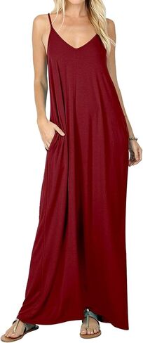 levaca Women's Casual Summer Beach Maxi Dress with Pocket in Saudi Arabia