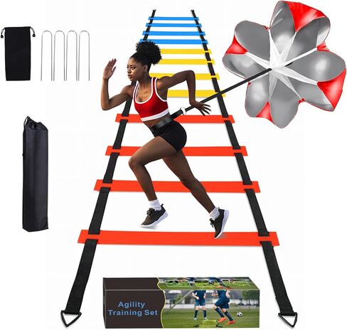 Football Speed Agility Training Set Agility Ladder and Resistance Parachute Football Training Equipment Footwork Drills for Kids and Adults in Kuwait