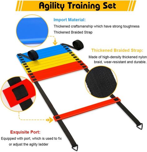 Football Speed Agility Training Set Agility Ladder and Resistance Parachute Football Training Equipment Footwork Drills for Kids and Adults in Kuwait