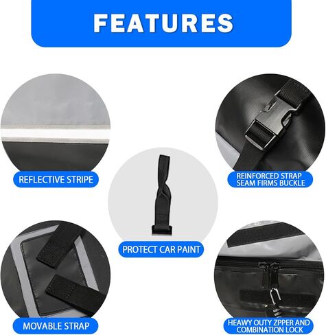 21 قدم مكعب حقيبة على سطح السيارة حقيبة نقل البضائع مقاومة للماء شديدة التحمل لجميع السيارات مع / بدون رف بما في ذلك حصيرة مضادة للانزلاق 2 أقفال الأمتعة 2 أشرطة إضافية 6 أشرطة نايلون قوية حقيبة تخزين in Kuwait