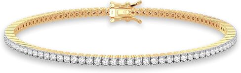 سوار التنس Femme Luxe Sara Diamond للنساء (2.00 قيراط، لون G-H، وضوح I2)، ذهب أبيض أو أصفر عيار 14 قيراط، مع صندوق هدايا، مجوهرات قابلة للهدايا in Kuwait