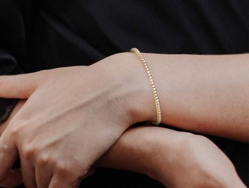 سوار التنس Femme Luxe Sara Diamond للنساء (2.00 قيراط، لون G-H، وضوح I2)، ذهب أبيض أو أصفر عيار 14 قيراط، مع صندوق هدايا، مجوهرات قابلة للهدايا in Kuwait