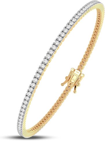 سوار التنس Femme Luxe Sara Diamond للنساء (2.00 قيراط، لون G-H، وضوح I2)، ذهب أبيض أو أصفر عيار 14 قيراط، مع صندوق هدايا، مجوهرات قابلة للهدايا in Kuwait