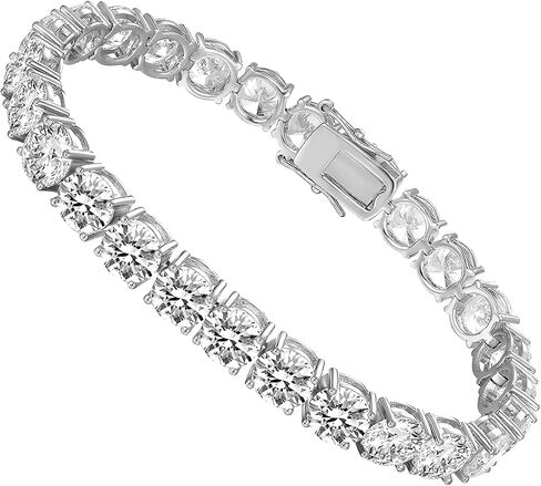 Tennis Bracelet for Women|5MM Simulate Diamond Bracelets|4-Prong-Setting CZ|18k White/Yellow Gold Plated|Size 6.5-8.5 Inches in Saudi Arabia