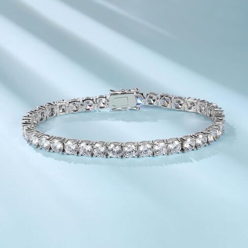 Tennis Bracelet for Women|5MM Simulate Diamond Bracelets|4-Prong-Setting CZ|18k White/Yellow Gold Plated|Size 6.5-8.5 Inches in Saudi Arabia