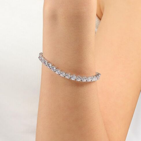 Tennis Bracelet for Women|5MM Simulate Diamond Bracelets|4-Prong-Setting CZ|18k White/Yellow Gold Plated|Size 6.5-8.5 Inches in Saudi Arabia