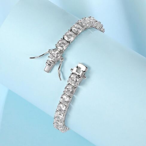 Tennis Bracelet for Women|5MM Simulate Diamond Bracelets|4-Prong-Setting CZ|18k White/Yellow Gold Plated|Size 6.5-8.5 Inches in Saudi Arabia