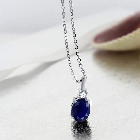 مجموعة من قلادة الياقوت الأزرق من الفضة الإسترلينية عيار 925 من Gem Stone King ومجموعة أساور تنس قابلة للتعديل للنساء in Saudi Arabia