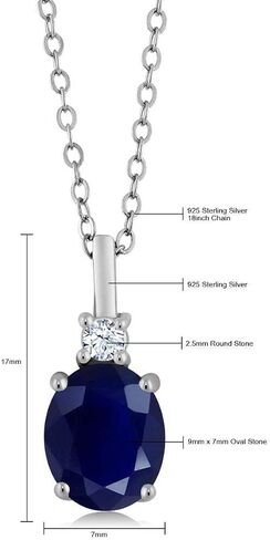 مجموعة من قلادة الياقوت الأزرق من الفضة الإسترلينية عيار 925 من Gem Stone King ومجموعة أساور تنس قابلة للتعديل للنساء in Saudi Arabia