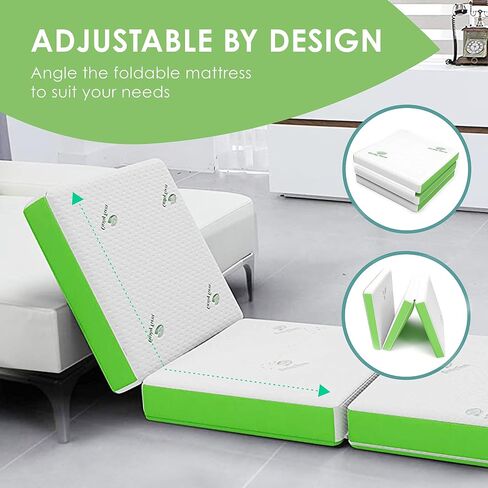 Cushy Form Floor Mattress - Foldable 4 Inch Foam Camping Bed w/Case for Adults & Kids - Folding Portable Bed for Travel, Van, Guest - Fold Up Pad - College Dorm Room Essentials for Girls and Guys in Saudi Arabia