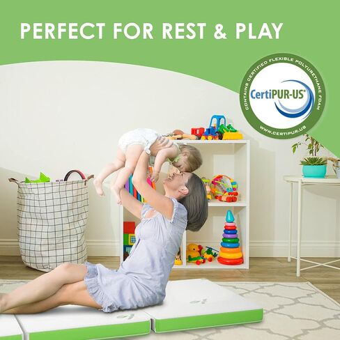 Cushy Form Floor Mattress - Foldable 4 Inch Foam Camping Bed w/Case for Adults & Kids - Folding Portable Bed for Travel, Van, Guest - Fold Up Pad - College Dorm Room Essentials for Girls and Guys in Saudi Arabia