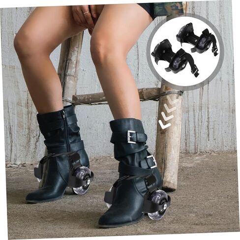 زوج واحد من أحذية التزلج على الجليد بعجلات دوارة متوهجة أحذية تزلج للأطفال بعجلتين وعجلات كعب متوهجة وعجلات مع عجلات أحذية دوارة للأطفال من مادة PVC in Kuwait