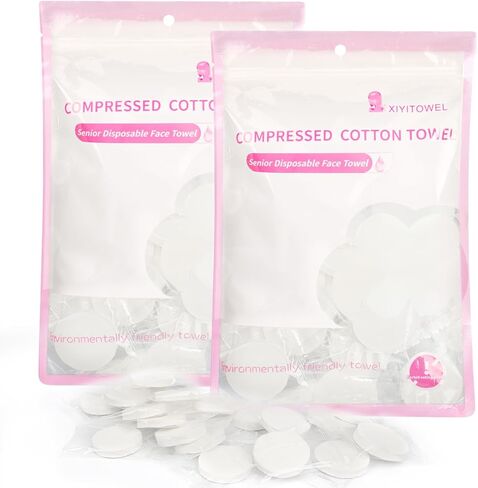 Disposable Compressed Face Towel - 2 Pack 40 PCS - Mini Portable Compressed Towels - Compressed Coin Tissue Towel Tablets for Travel/Hotel/Camping/Outdoor/Salon in Saudi Arabia