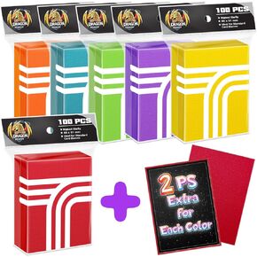 أكمام واقية لبطاقات التداول غير اللامعة 600PS، وأكمام بطاقات محمل علوية مناسبة للبيسبول، وكرة القدم، والسحر، وMTG، وTCG، وأكمام يوجيوه (6 ألوان نمط 3) in Kuwait