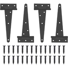 10 Inch T-Strap Heavy Duty Shed Door Hinges Gate Strap Hinges Black Tee Hinge Wrought Hardware for Wooden Fences,Yard,Barn Door,Rustproof(4 Pack) in Kuwait