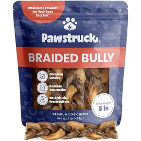 Pawstruck Natural 9" Braided Bully Sticks for Dogs - Tough, Long-Lasting, Rawhide-Free, Low Odor, Healthy Single Ingredient Chew Treat for Aggressive Chewers - 10 Count - Packaging May Vary in Kuwait