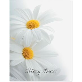White Marguerite Personalized Note Cards (Set of 12 Cards with White Envelopes) in Kuwait