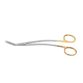 Dean Scissors Curved – Dental Surgical Scissors for Suture Cutting | Angled Stainless Steel with Gold Handle | Autoclavable Oral Surgery Instrument C-0632 in Kuwait