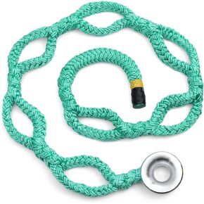 حبل رفع حلقة Arborist - 1.38 بوصة × 6.89 قدم، 70 كيلو نيوتن/15000 رطل، حلقة ألومنيوم أحادية الطرف و7 جيوب قابلة للتعديل، بوليستر أخضر عالي التحمل (حبل أخضر * 1 + حلقة ألومنيوم فضية * 1) in Kuwait