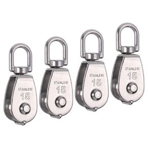Rocaris 10 Pcs 304 Stainless Steel M15 Single Pulley Block, Wire Rope Crane, Lifting Crane Swivel Hook Pulley Block Hanging Wire Towing Wheel in Kuwait