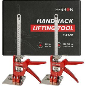 رافع خزانة أدوات رفع اليد من Herron مكون من قطعتين، ذراع توفير العمالة بمقياس قياس، سعة تحميل 440 رطل، ارتفاع الرفع 6 بوصات، رافع الأثاث، أداة رفع سريعة، جاك البناء in Kuwait