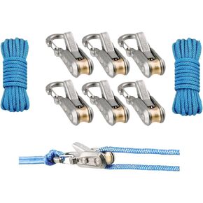 6 قطع من أدوات ضبط باراكورد، حبل مع شداد دوار لربط سهل وآمن، ربط للأسفل للتخييم، الأقمشة، خطوط الرجل، القوارب والعتاد الخارجي - يشمل الحبل وحقيبة الحمل in Kuwait