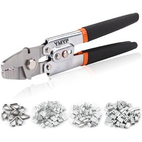 Wire Rope Crimping Tool, Ferrule Swaging Tool for Aluminum Sleeves, Loop Sleeves, Wire Rope Crimper for 1/16"-3/16"(1.58mm-5.0mm) Cables, Heavy-Duty Swaging Tool for Railing, Fishing in Kuwait