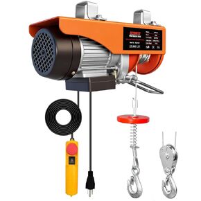 1320Lbs Electric Hoist,110v Electric Hoist Winch with 13ft Remote Control, Zinc-Plated Steel Wire,39.4 ft Lifting Garage Lift Hoist, Single/Double Slings Electric Winch for Factories, Warehouses in Kuwait