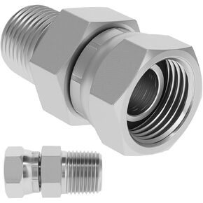 محول دوار هيدروليكي، 3/8 بوصة NPTF ذكر إلى 1/4 بوصة NPSM أنثى، 1404-06-04 مفاصل أنابيب فولاذية كربونية مستقيمة، لتركيب خرطوم هيدروليكي (عبوتان) in Kuwait