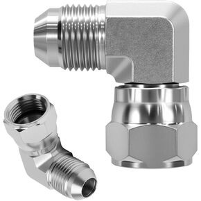 6500-04-06 تركيب هيدروليكي 1/4 بوصة JIC 37 درجة ذكر X 3/8 بوصة أنثى JIC 90 درجة محول الكوع، معايير SAE J514 موصل وصلات أنابيب الصلب الكربوني للأنظمة الهيدروليكية (عبوتان) in Kuwait