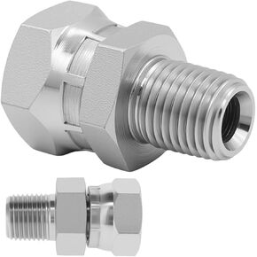 محول دوار هيدروليكي، 1/4 بوصة NPTF ذكر × 1/4 بوصة NPSM أنثى، 1404-04-04 وصلات أنابيب مستقيمة من الفولاذ الكربوني، لتركيب خرطوم هيدروليكي (عبوتان) in Kuwait