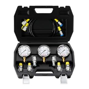 Economical Hydraulic Pressure Test Kit with3 Gauges (250/400/600 Bar), 6 Test Couplings & 2 Hoses, for Excavator, Construction Machinery, Hydraulic Systems in Kuwait