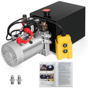 Hydraulic Pump 12V Dump Trailer Pump - Hydraulic Power Unit 8 Quart Double Acting Electric Hydraulic Pump for Dump Trailer Car Lifting (with 2pcs Extra SAE #6 Connectors) in Kuwait