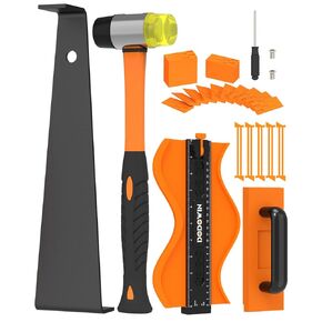 DODOWIN Laminate Flooring Installation Kit, Vinyl Flooring Tools with 10" Contour Gauge, Tapping Block, Pull Bar, Double-Faced Mallet and 45 Spacers for LVP, Laminate, Hardwood Floor Installation in Kuwait