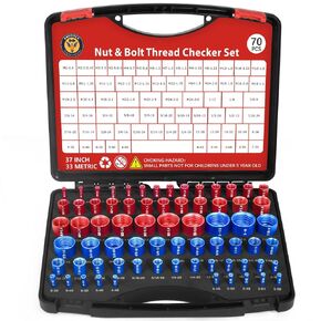 70 Pcs Thread Checker Nut and Bolt Thread Checker Set with 37 Inch and 33 Metric Box Set Thread Gauge SAE and Metric Sizes Perfect for Tight Spaces Ideal for Bolt and Nut Size Checking in Kuwait