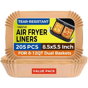 Air Fryer Paper Liners, 205 PCS Non-Stick Parchment Paper, 8.5-Inch Rectangle Disposable Air Fryer Liners for 8-12 QT Basket, Water-Proof & Oil-Proof Airfryer Liners for Baking, Roasting, Microwave in Kuwait